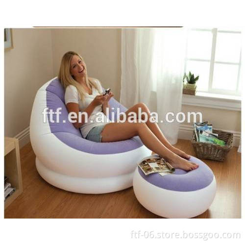 purple PVC flocking inflatable sofa,PVC flocking sofa